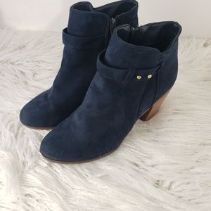 Merona Dark Blue Suede Leather Ankle Boots Size 10